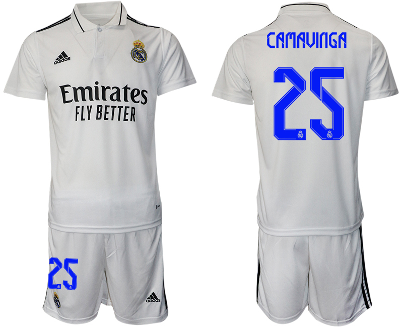 Men 2022-2023 Club Real Madrid home white #25 Adidas Soccer Jersey->real madrid jersey->Soccer Club Jersey